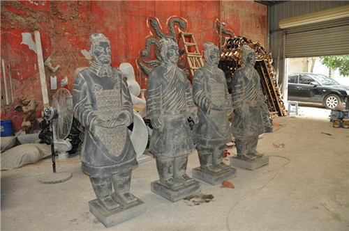 Terracotta Warriors Outdoor Garden Sculptures Fiberglass Life Size Painted