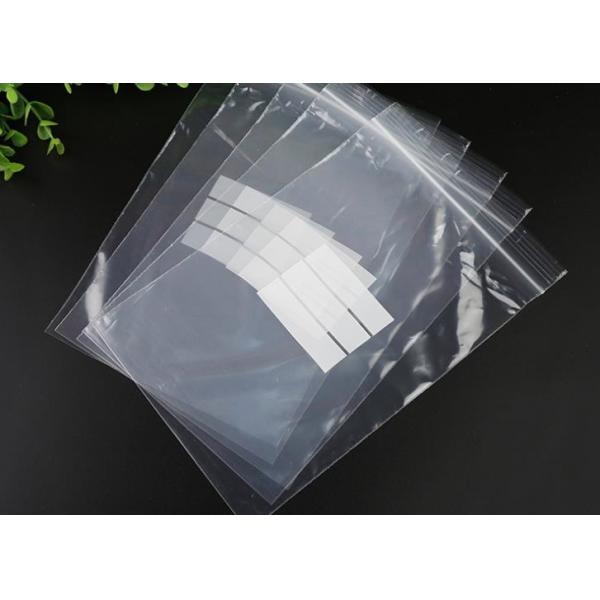 2mill clear poly white block ziplock writable zipper storage bags reclosable pouch