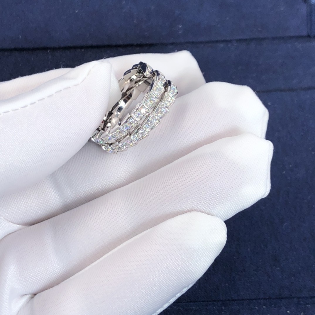 Elegant 18K Gold 2 Row Diamonds Serpenti Viper Ring Diamond Ring Yellow Gold White Gold