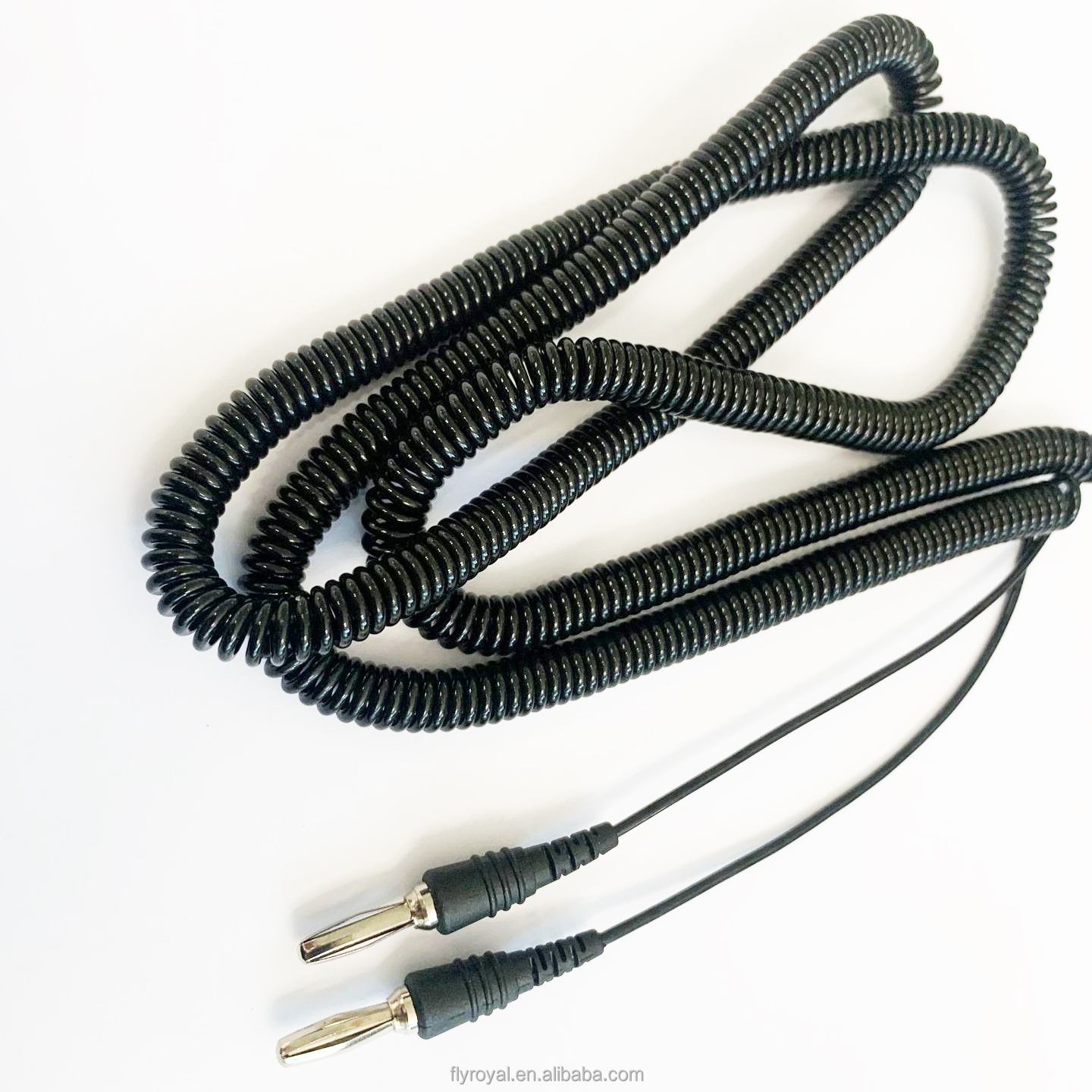 Custom High Flexibility Banana Plug Connector Spiral Coiling Cables Flexible Strong For Audio Speaker