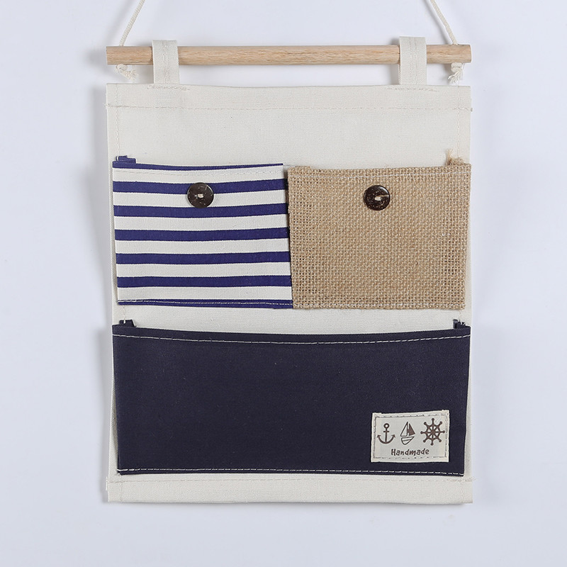 Puting hanging storage bag pockets organizer door wall chest holder customized blue