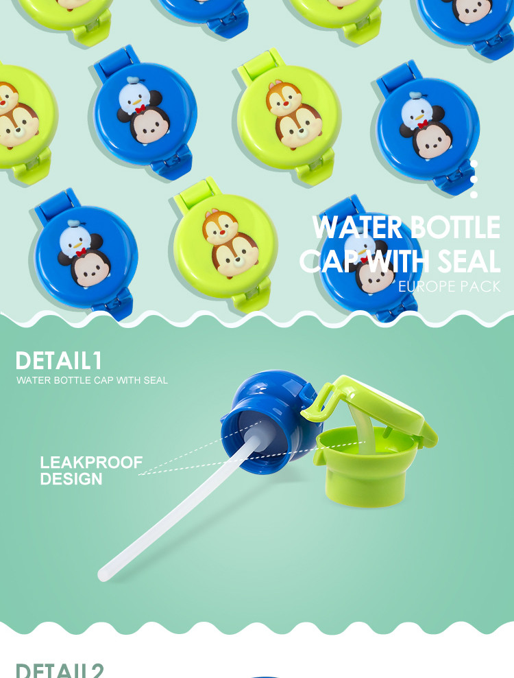 Cartoon design wholesale child resistance cap cute plastic water bottle caps with straw