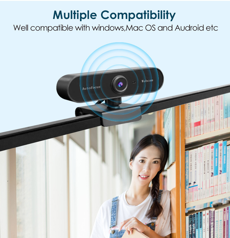 1080P Autofocus Webcam with Microphone USB Web Camera Streaming WebCam for Video Calling Webcam