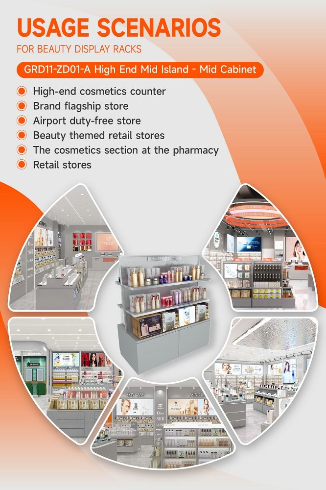 GDR11-ZD01-A Retail Store Display with LED Light Strips and Gray Glass for Mall Boutiques