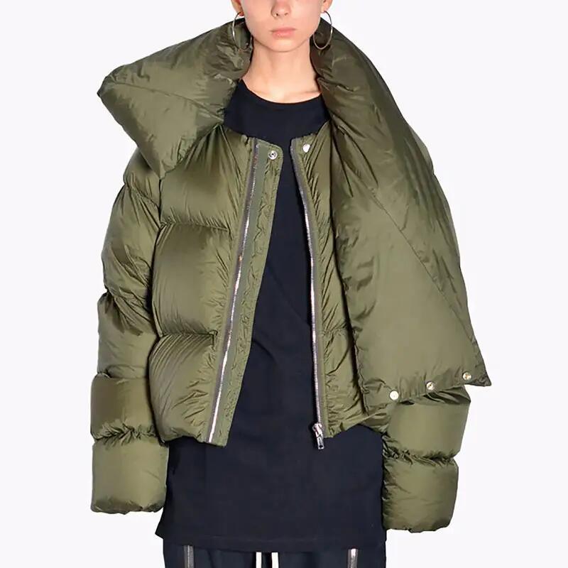 Winter New Thick Down Cotton Puffer Coat for Ladies Vintage Warm Women Clothing Scarf Design Bubble Jacket