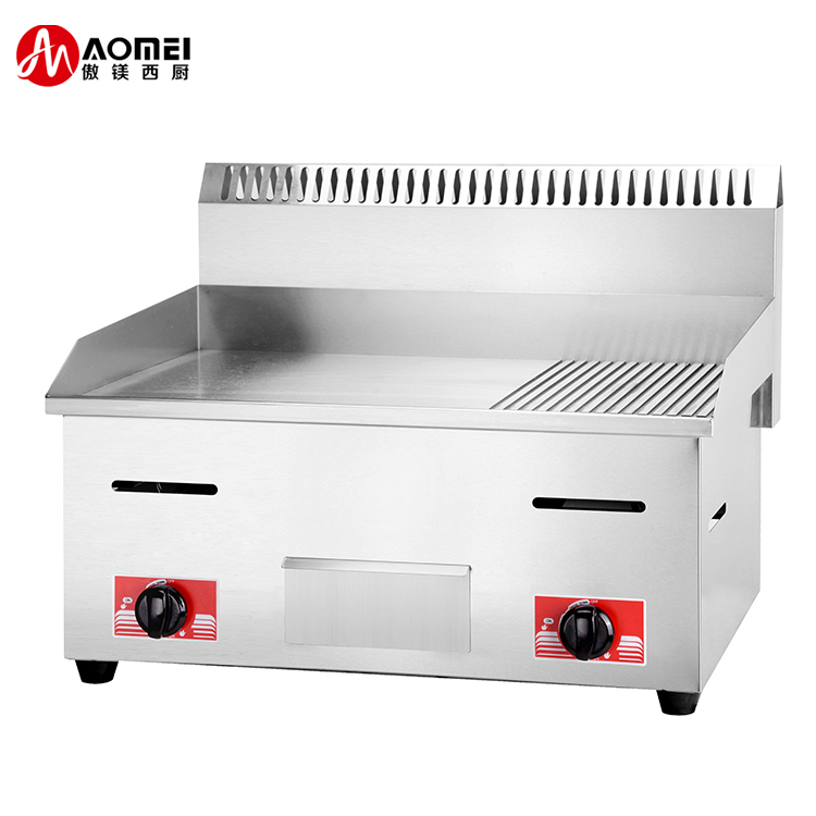 11.5kW Protective Case Stainless Steel Gas Burger Griddle with 1/3 Grooved Countertop