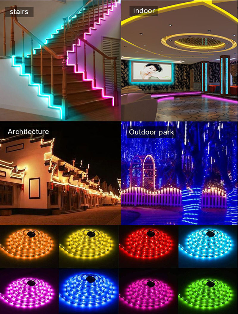 Smart Solar Motion Sensor Lights Outdoor , UL RGB 5050 LED Strip Lights DC 24V