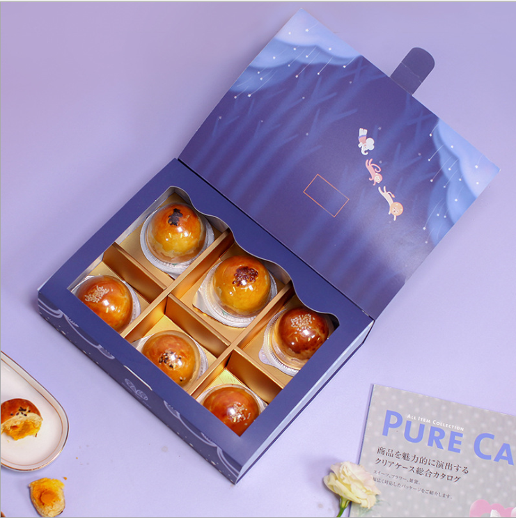 Recycled Materials Custom Cardboard Display Boxes With Window Pastry packaging