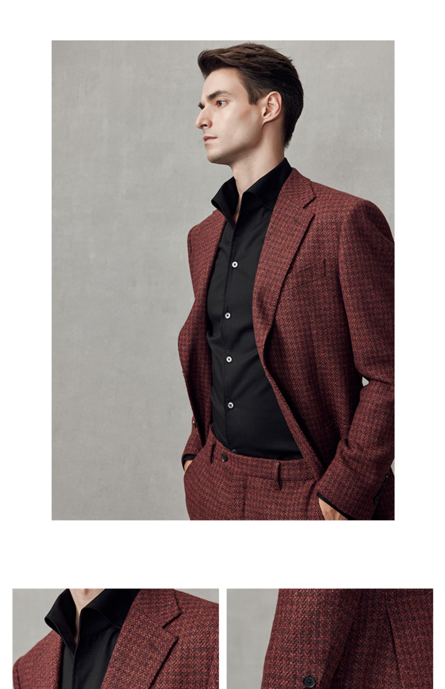 Stylish Pants Suits End Red Men's Suit for Groom's Wedding Dress and Business Events