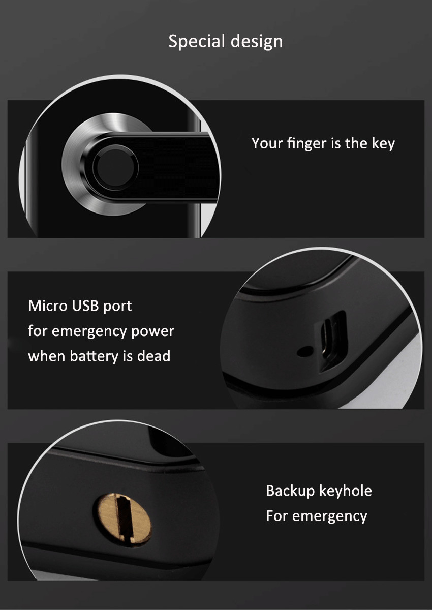 Home Security Fingerprint Smart Wifi Door Lock Keyless Entry Door Lock With Keypad IC Card For