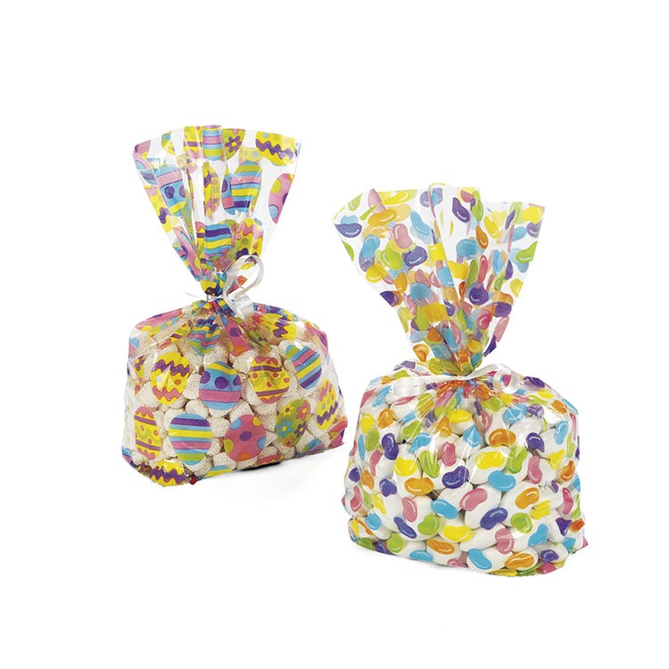 Happy Easter Party Favor Basket Gift Wrap Treat Bags Easter Bunny Eggs Basket Plastic Bags