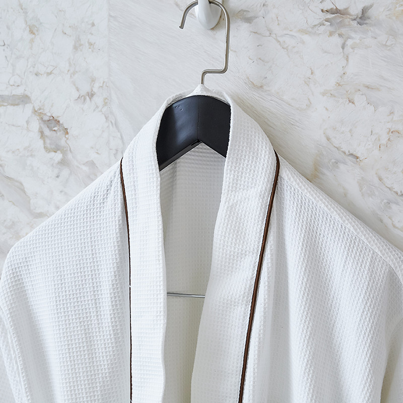 White Waffle Hotel Spa Robes For Salon Compressed Optional Size Customized Color