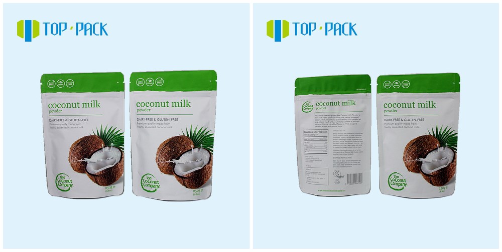 Matte Finish Food Packaging Pouches Foil Coconut Milk Powder Packaging Bag