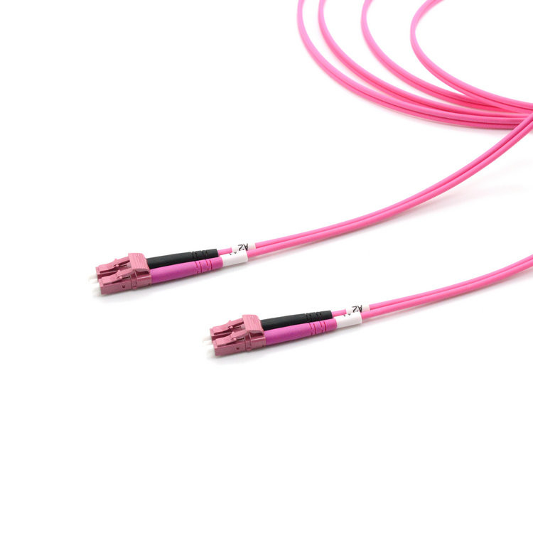 High Density Fiber Optical Patch Cord Duplex LC To LC OM4 Multimode 50/125um Violet