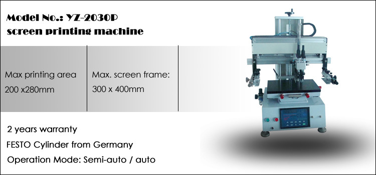YZ-2030P flat bed pneumatic silk screen printing machine with vacuum
