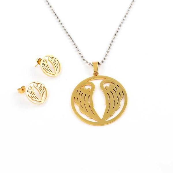South American Fashion Stainless Steel Earrings With Matched Pendant Necklace