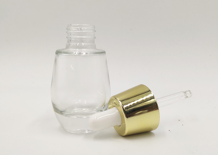 1oz 30ml Clear Dropper Bottles , Glass Lotion Bottles Golden / Silver Cap