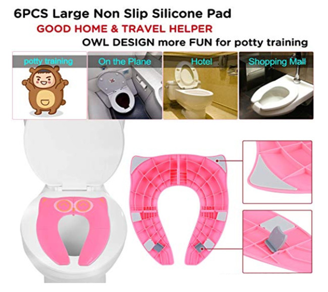 Child Travel Foldable Potty Seat , Portable Baby Toddler Toilet Seat
