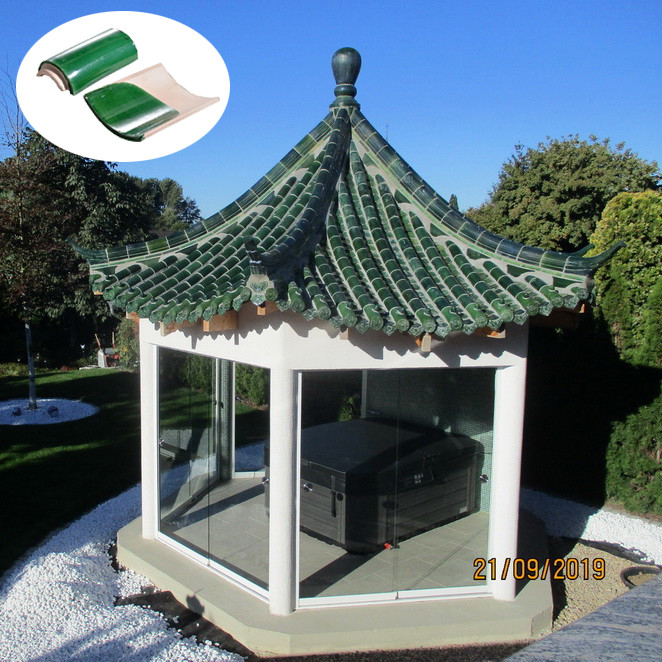 Old Chinese Style Glazed Gazebo Roof Tiles Yellow Color