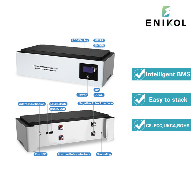 Energy Storage 48V100Ah Stackable LiFePo4 Battery With RS485 CAN protocol