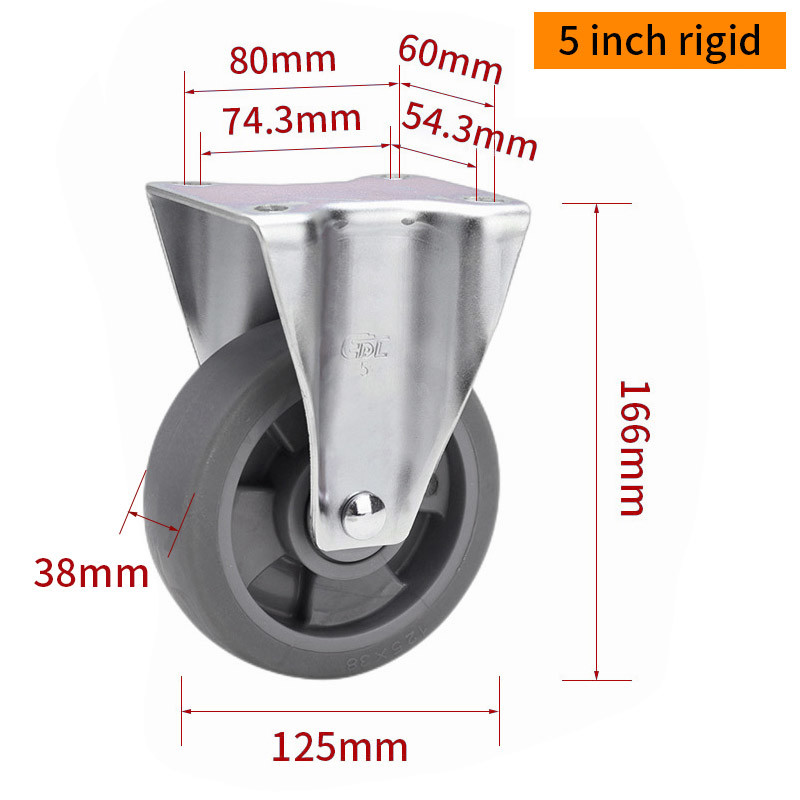 EDL‌ Medium Duty 5inch Caster TPE Plate by Rigid , Swivel and Brake Type 200kg 665P-56