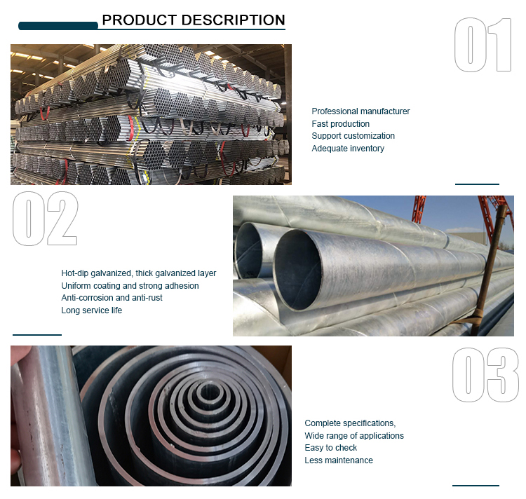 40/60/80 Thickness Zinc Galvanized Steel Pipe for Greenhouse Construction ROUND Section Shape 6/12 Meters Standard Length