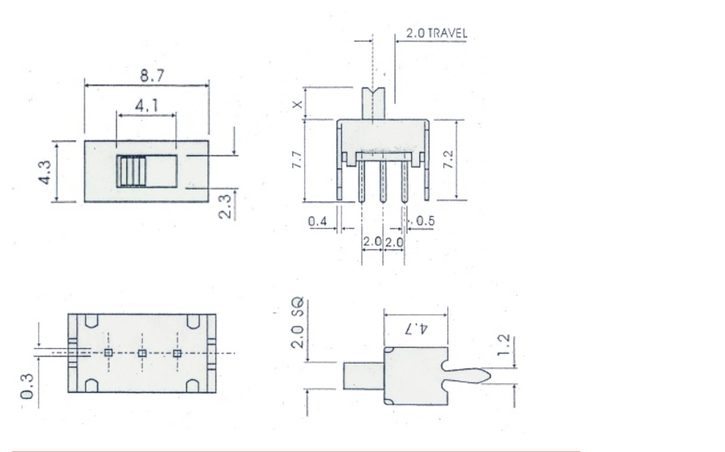 Slide Switch,SPDT 3 Pin Defend Dip Sliding Switch, Vertical Side Push Tact Switch,Interruptor On-Off Toggle Switch