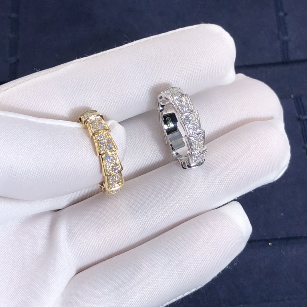 Elegant Customized 18K Gold Serpenti Viper Ring Diamond Ring Yellow Gold White Gold Thick Model