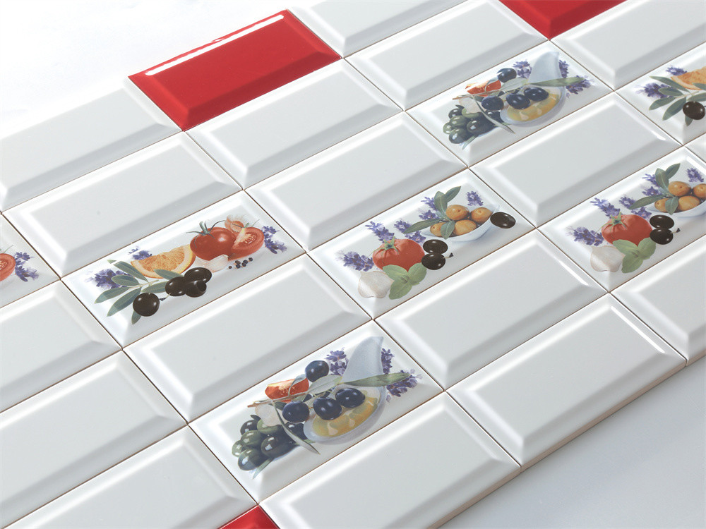 A Scene Of Harvest ,SGS White Body Glossy 7.5x15.2cm Subway Porcelain Wall Tiles For Home Embellishment And Dining Room