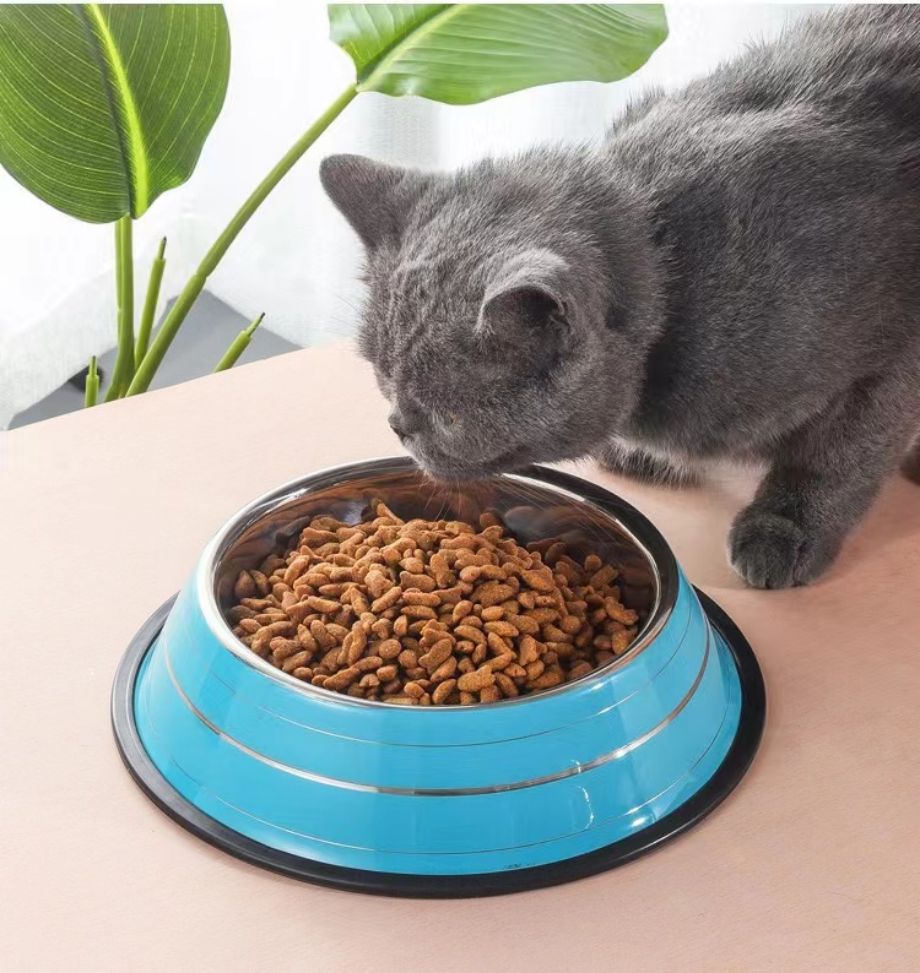 Stylish Brushed Pet Bowl Non-Slip Design for Cats and Dogs Made of Stainless Steel