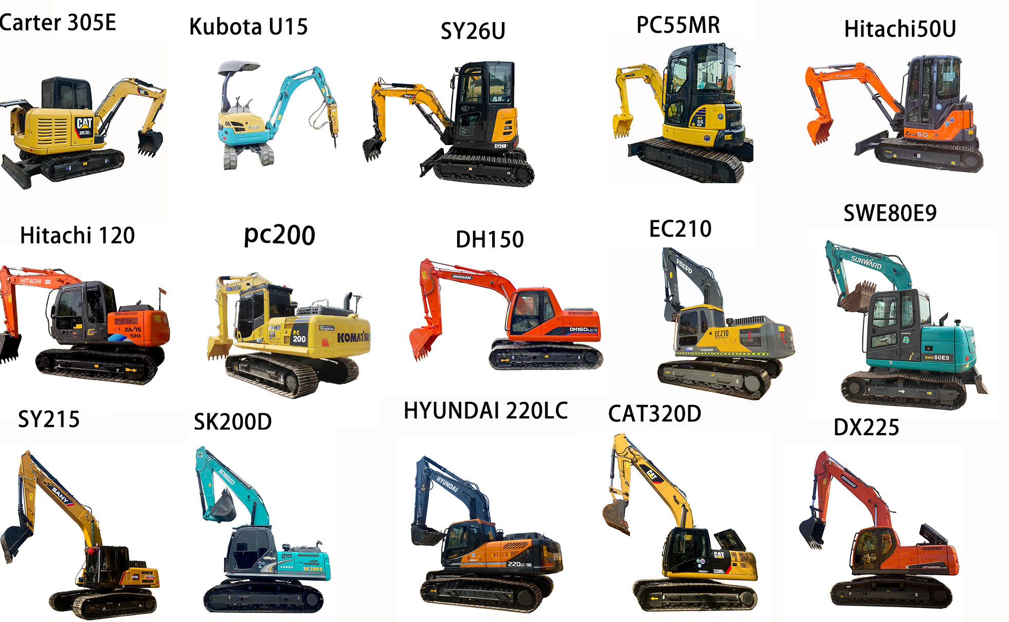 14000 KG Doosan DX140 Excavator Used Doosan DX225 Excavator with 0-2000 Working Hours