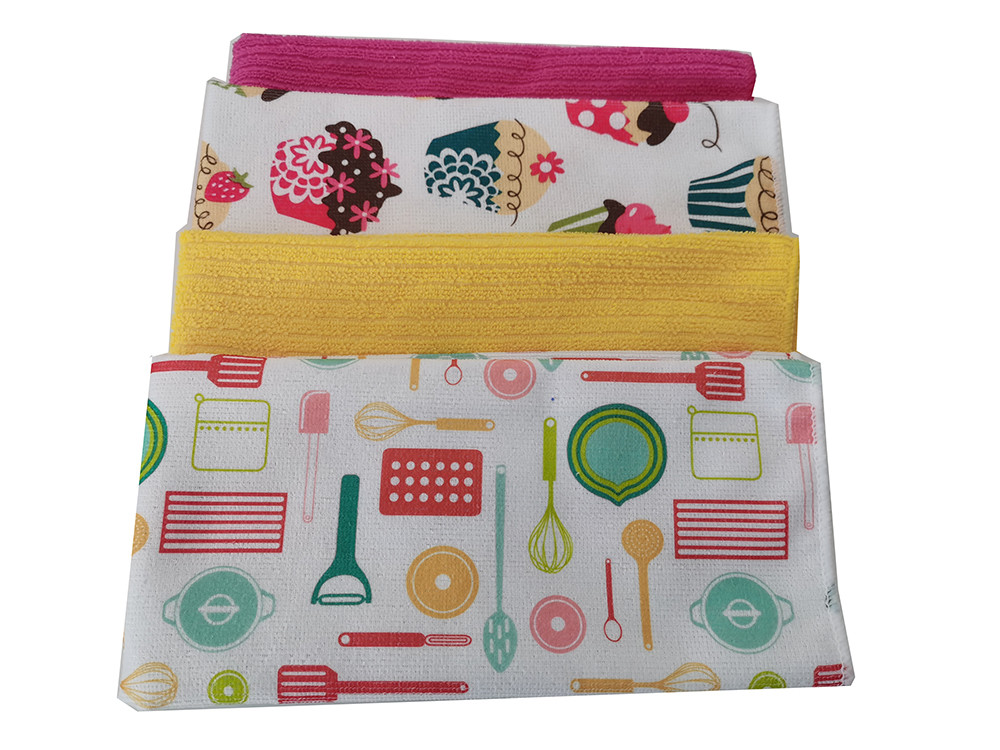Kitchen Customized Printed Decorative Dish Drying Mat Dish Towel Sets