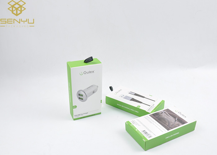 White Green 130gsm Mobile Accessories Packaging USB Data Cable Packing Box