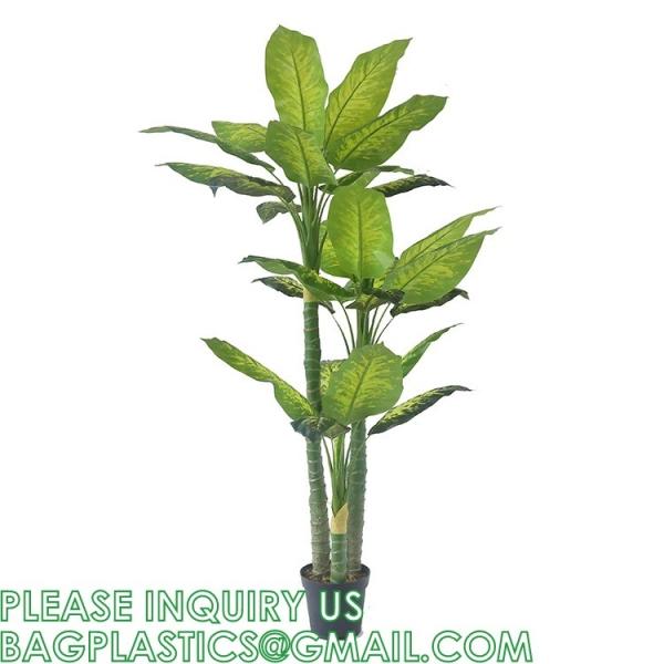 Artificial Green Dieffenbachia Plant 2 Pack - Faux Indoor Plant Spray -