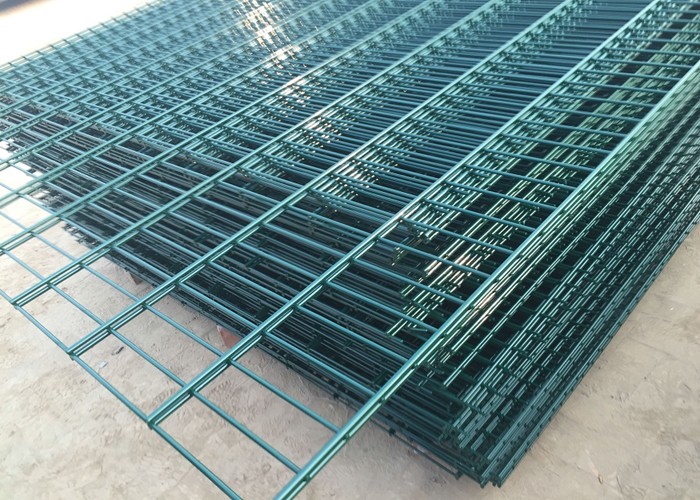 Double Wire Welded Security Fence , 1m Silver Galvanized Wire Fence Panels