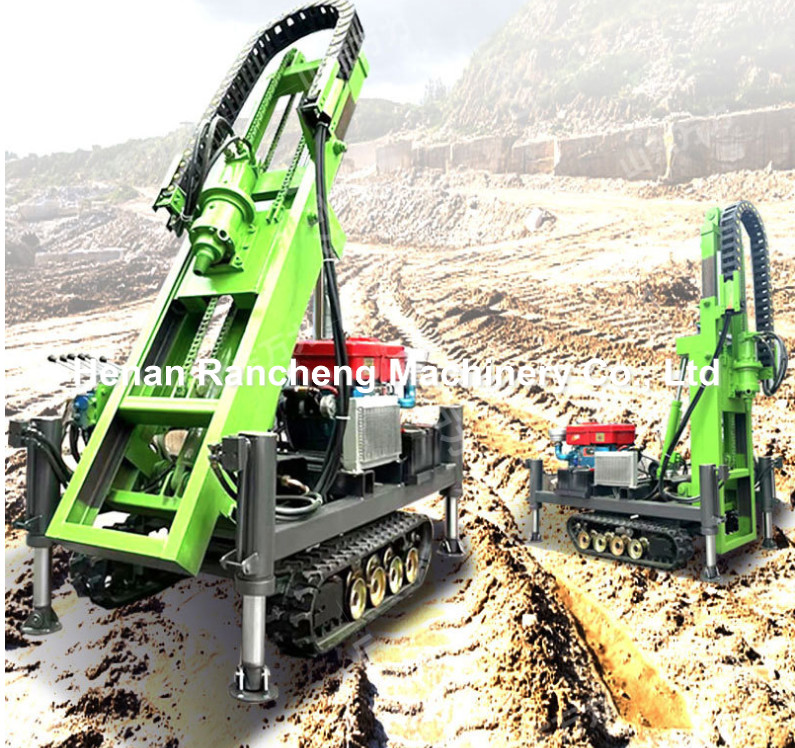 Small Rubber Crawler Solar Pile Driver Single Pump 1m - 30m Borehole Depth
