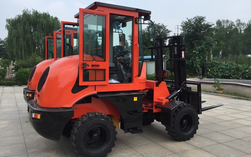 3 tons Rough Terrain Forklift Truck CPCY30 ,All Terrain Forklift 4x4 Forklift with Air condition, orange color