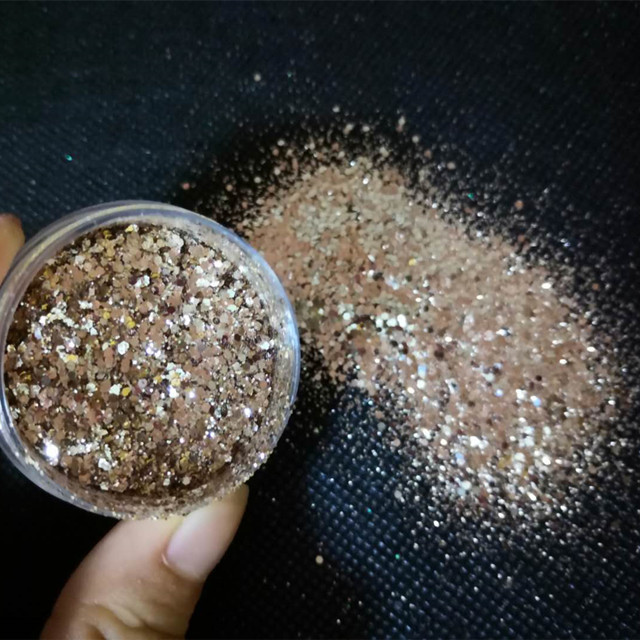 OEM/ODM Yes. We Provide Mixes Ready to Ship Tinsel Glitters 1/128 1/64 1/256 1/24 Rose Gold Colour for School Occasions