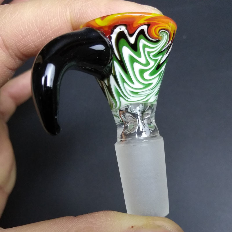 Heady Colored Glass Smoking Water Pipe Bowl With Handle Beautiful Slide