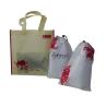 Buy cheap Non Woven Fabric Reusable Carrier Bags Drawstring Shoe Lotus Flower Logo 30gsm from wholesalers
