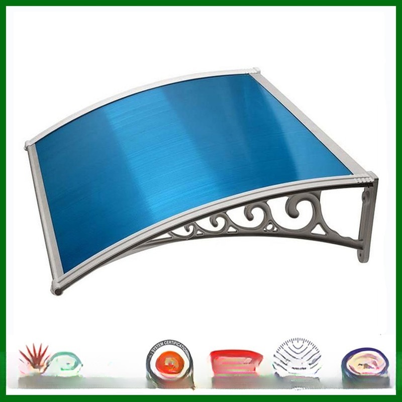 Plastic Canopy Polycarbonate Window Awning With Blue PC Sheet Sail Finishing Awning Bracket