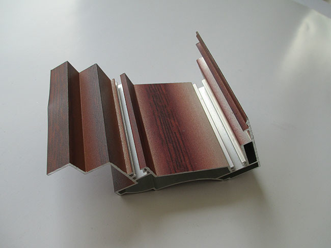 Mahogany Wooden Grain Transfer Aluminum Door Profiles For Door Cover