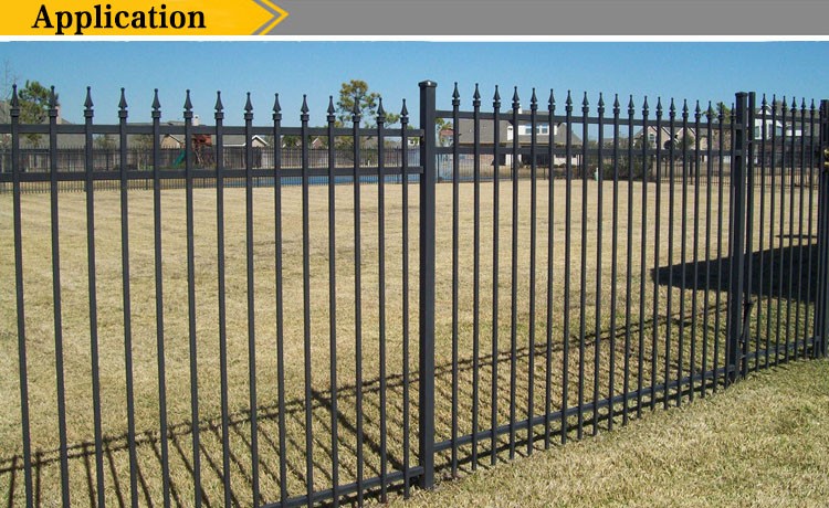 Powder coated horizontal steel garrison fence design