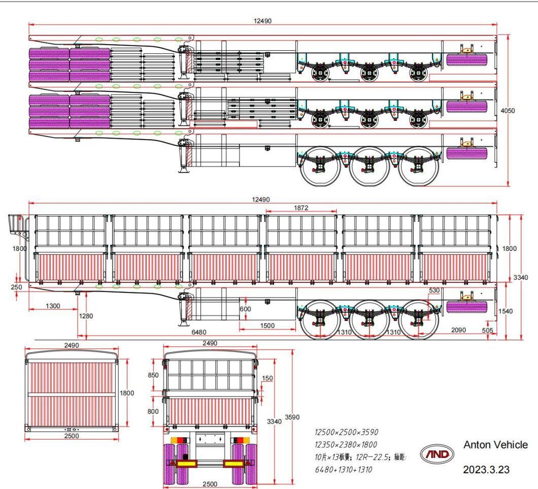 ABS Anti Lock Braking System Semi Trailer For Heavy Duty Fence Warehouse Truck