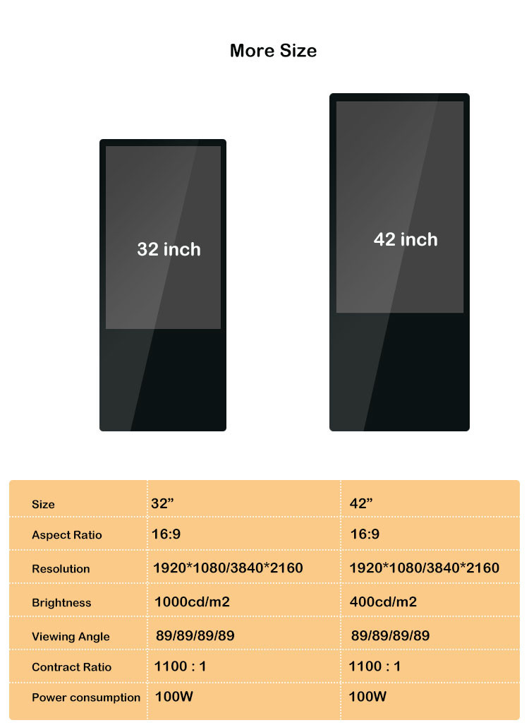 Foldable LCD Digital Signage 1000 Nits Portable Mobile Digital Poster 32 Inch 42 Inch