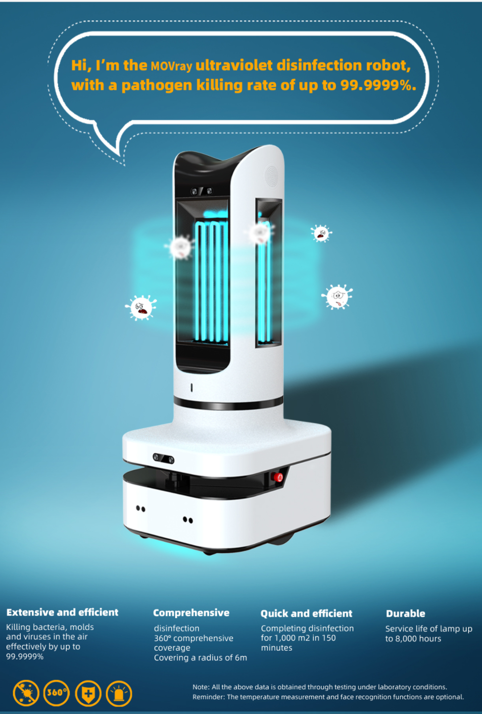 Lithium Battery 30Ah Polyurethane Disinfection Robot For Home Schedule