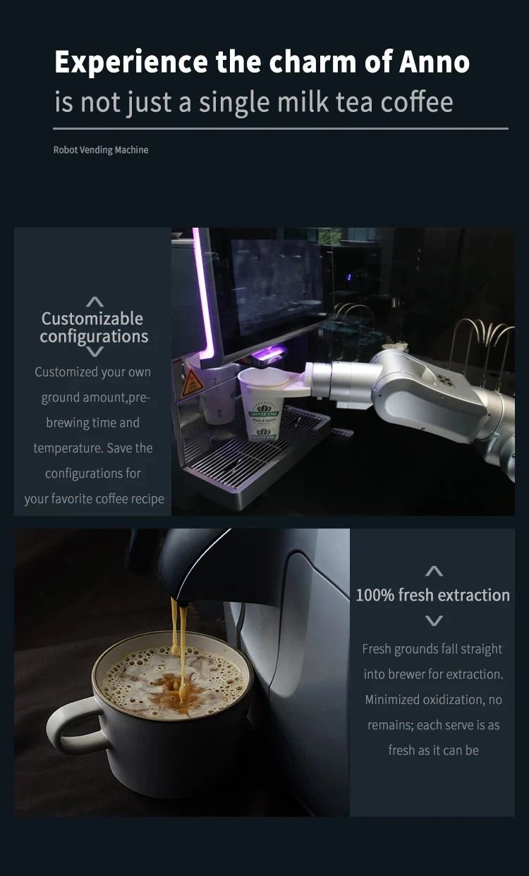 Automatic Coffee Robot Barista Fresh Brewed Coffee Milk Tea Vending Robot With Customizable Recipes