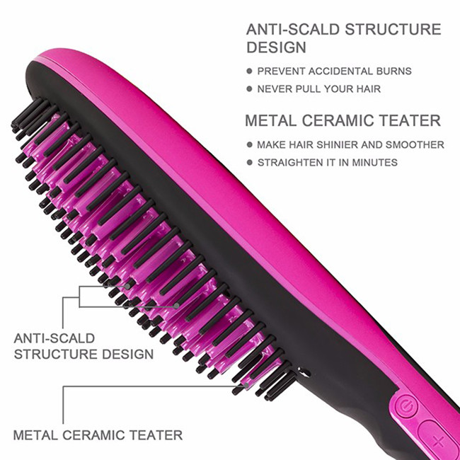 Magic Electric Hair Straightening Brush LCD Temperature Display 120C-230C