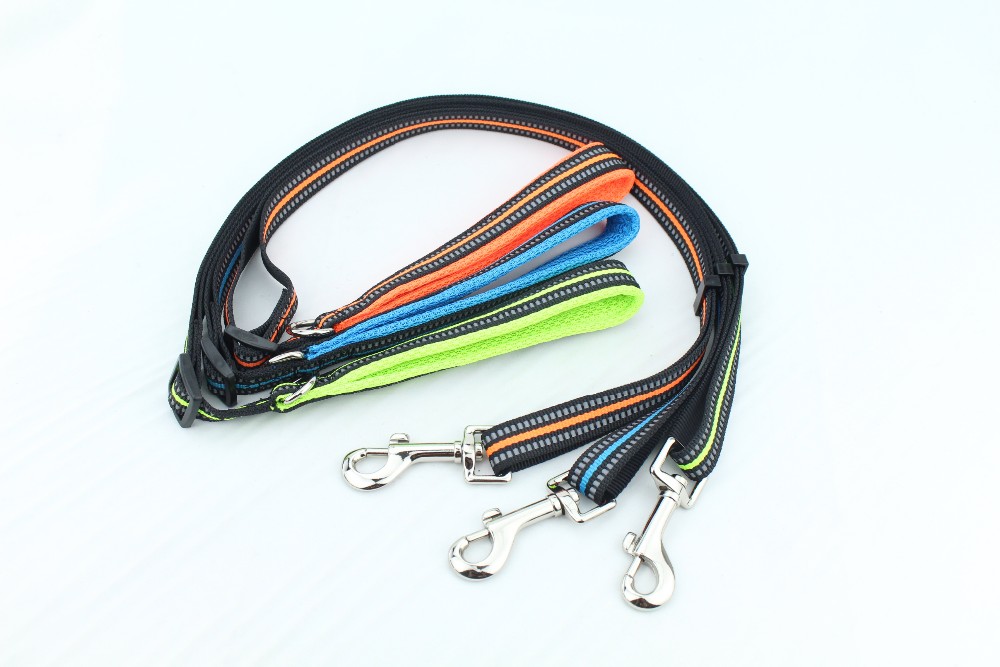 Real Nylon Adjustable Dog Leash For Safety , Custom Logo Reflective Dog Leash