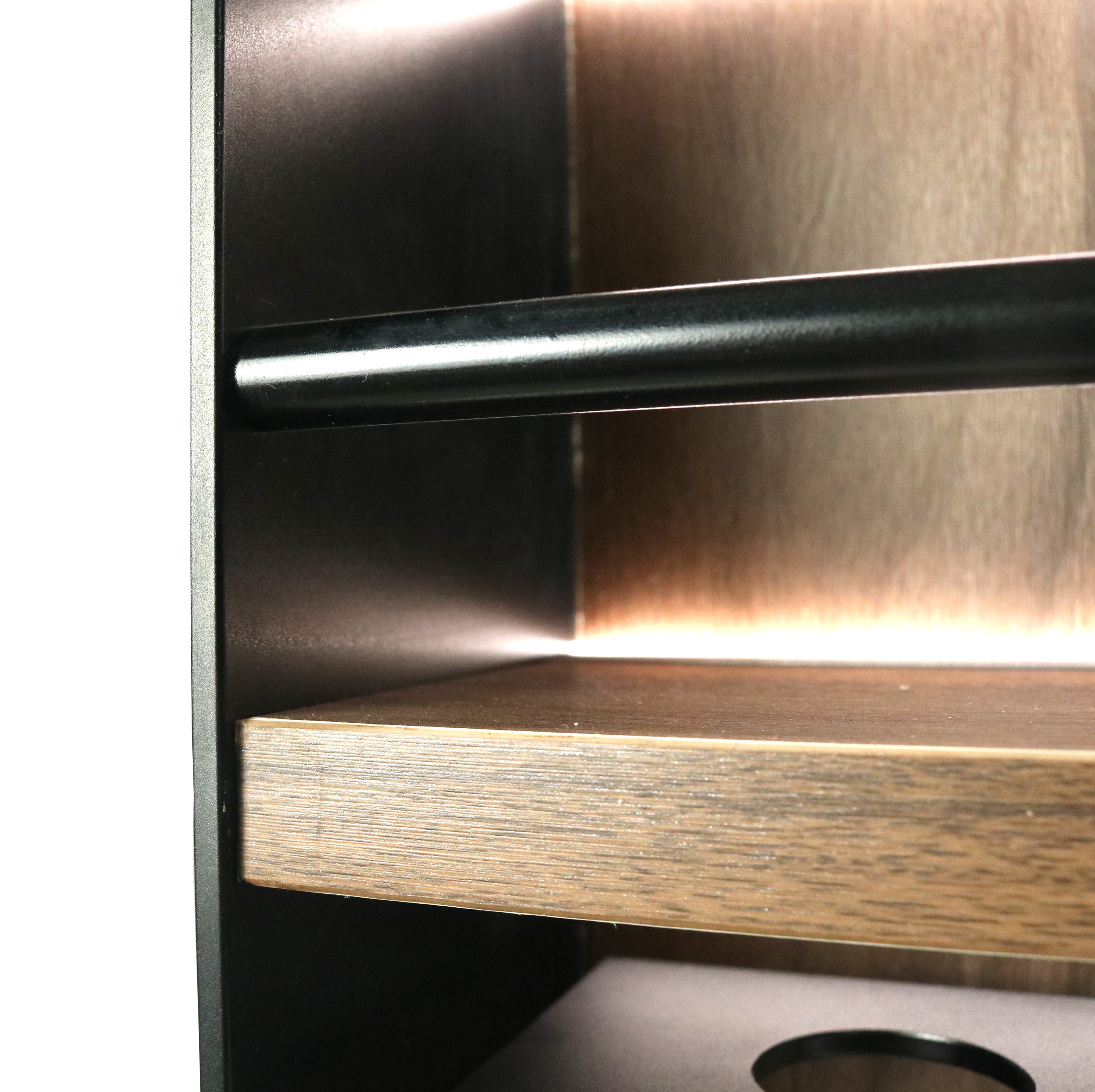 Italy Style Kitchen 600mm Width Walnut Aluminium Display Shelf